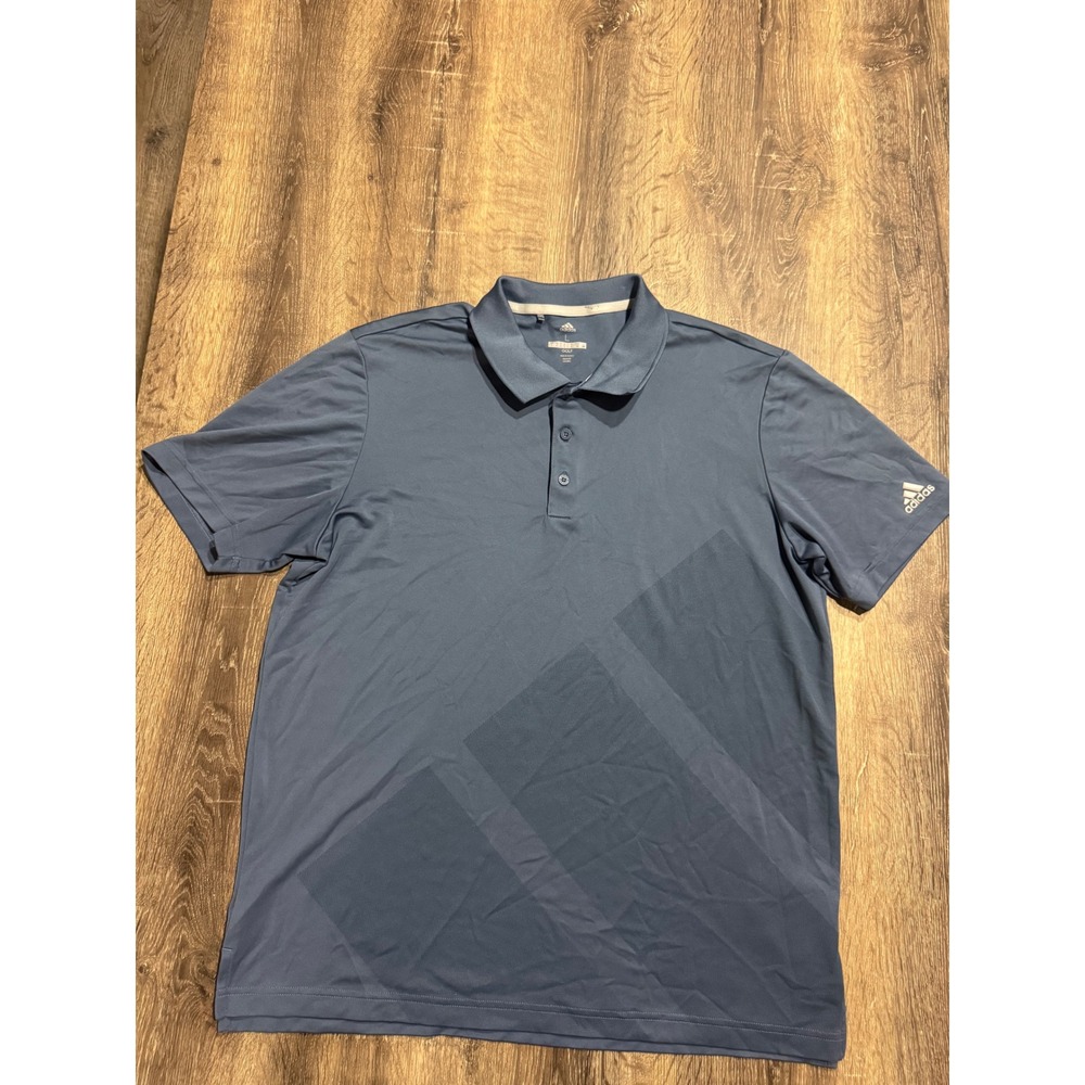 Adidas Golf Mens Blue Tonal Stripe Performance Polo Shirt CZ8218 Large